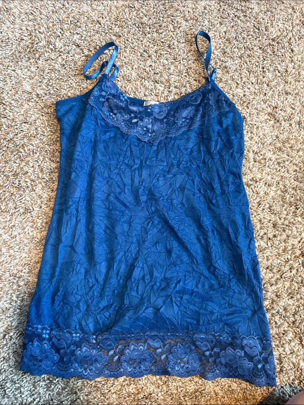 Dress Barn Deep Blue Lace-Trim Camisole